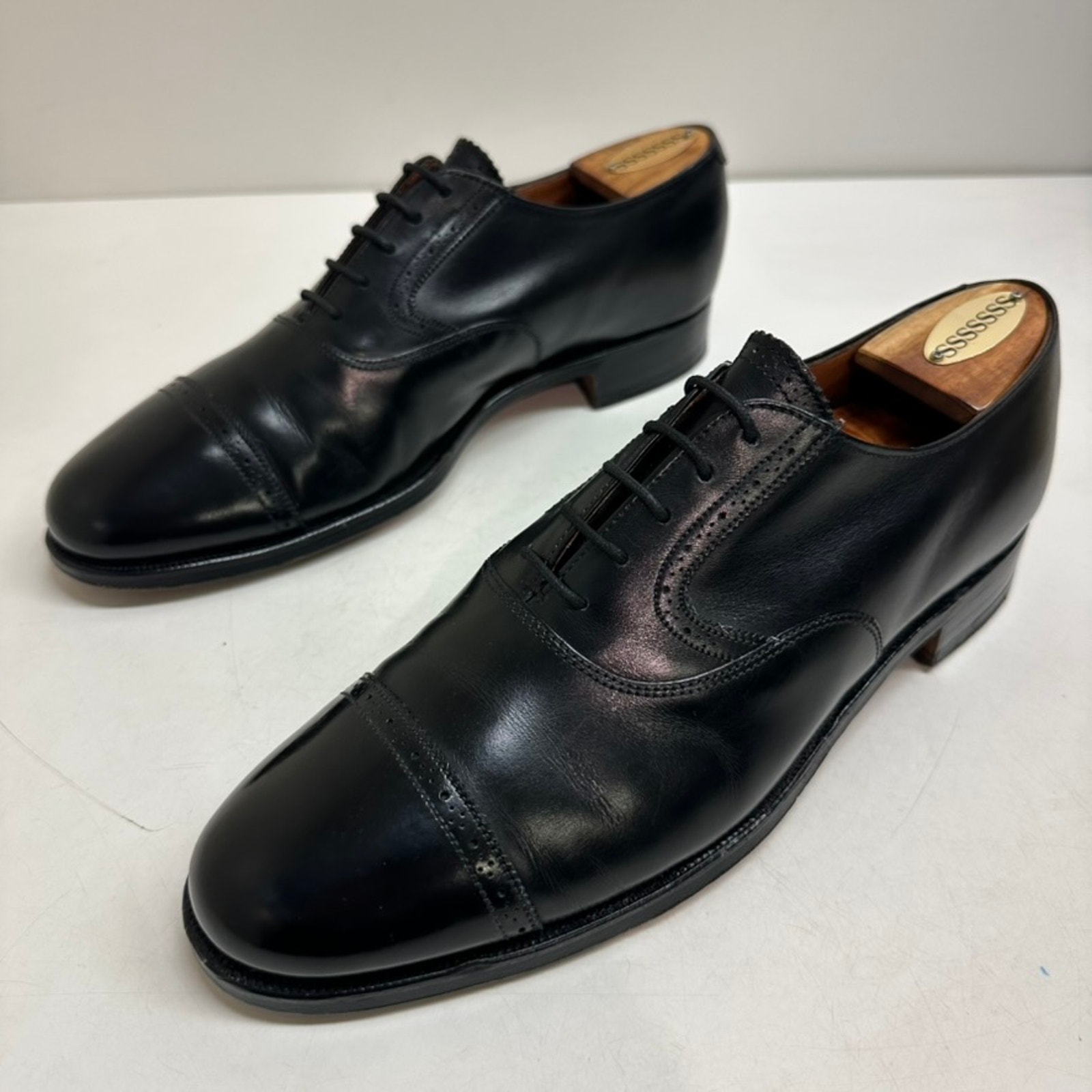 Euc Crockett & Jones X Polo Ralph Lauren Black Oxford Bench Made In England 9 B — image 6 of 8